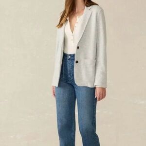 Faherty Inlet Cotton Blend Knit Blazer Heather Grey